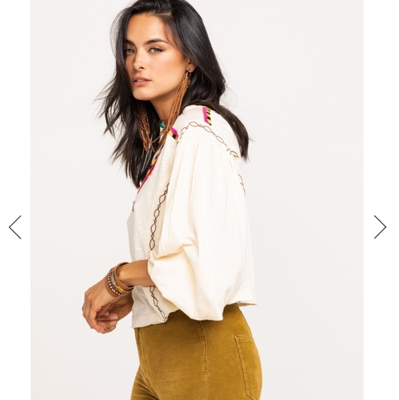Free People Heand Me Down Embroidered Top - Picture 2 of 9